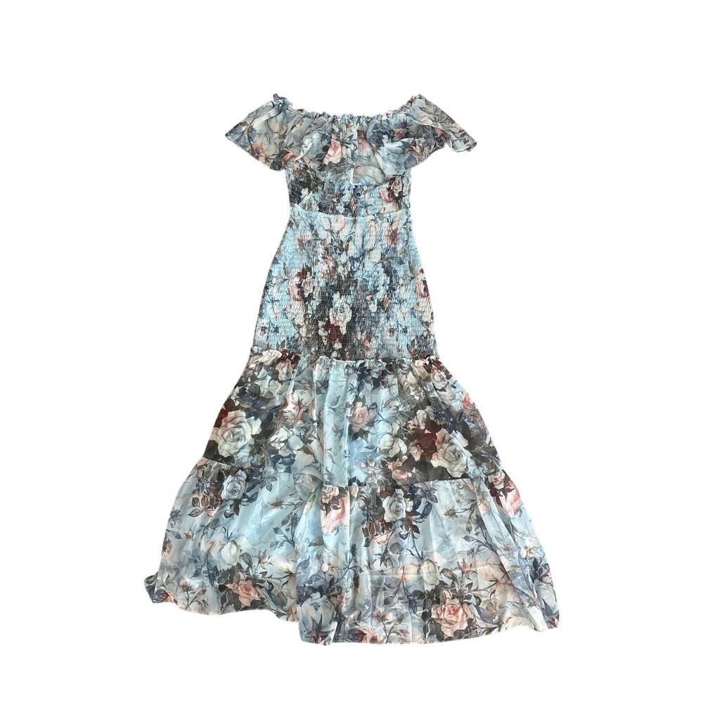 Baltic Born Amalfi Off Shoulder Blue Floral Maxi Dress M